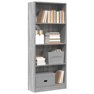 vidaXL Библиотека, сив сонома, 60x24x143 см, инженерно дърво