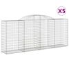 vidaXL Габионни кошници арка 5 бр 300x50x120/140см поцинковано желязо
