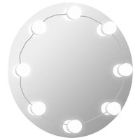 vidaXL Стенно огледало без рамка, с LED лампи, кръгло, стъкло
