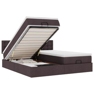 vidaXL Османска легло с матрак и LED, тъмнокафяво, 200x200 см, плат