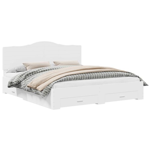 vidaXL Рамка за легло с таблото Бяло 200 x 200 cm Инженерно дърво