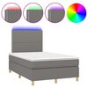 vidaXL Боксспринг легло с матрак и LED, тъмносиво, 120x200 см, плат