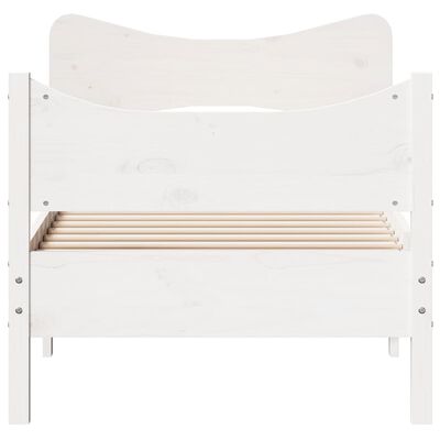 vidaXL Рамка за легло с табла, бяла, 90x190 см, борово дърво масив