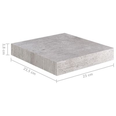 vidaXL Окачен стенен рафт, бетонно сив, 23x23,5x3,8 см, МДФ