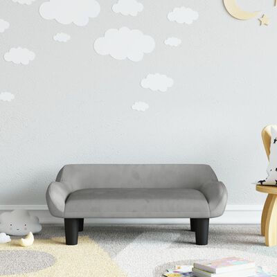 vidaXL Детски диван, светлосив, 70x40x24 см, кадифе
