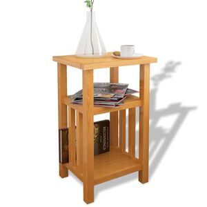 vidaXL Помощна маса с рафт за списания, 27x35x55 см, дъбов масив