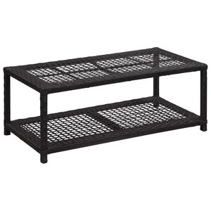 vidaXL Пейка за съхранение на обувки, черна, 80x40x30 см, полиратан