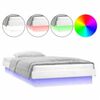 vidaXL LED Рамка за легло, бяла, 90x200 см, масивно дърво