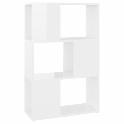 vidaXL Библиотека/разделител за стая, бял гланц, 60x24x94 см, ПДЧ