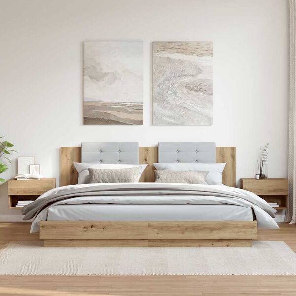 vidaXL Нощни шкафчета за стенен монтаж, 2 бр, дъб артизан