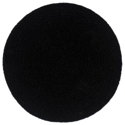 vidaXL Подложки за хранене, 4 бр, черни, 38 см, кръгли, памук