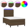 vidaXL Боксспринг легло с матрак и LED, тъмнокафяво, 120x190 см, плат