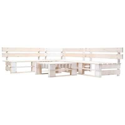 vidaXL Градински мебели от палети, 4 части, дърво, бели