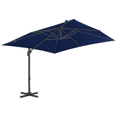 vidaXL Градински чадър чупещо рамо с алуминиев прът 3x3 м морскосин