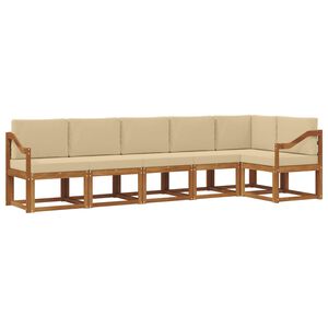 vidaXL Комплект дивани за открито 6 pcs Натурален и Бежов