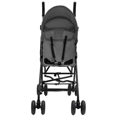 vidaXL Бебешка лятна количка, светлосиво и черно, стомана