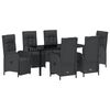 vidaXL Комплект за хранене в градината 7 pcs Черно полиратан
