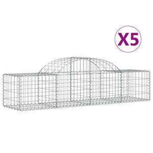 vidaXL Габионни кошници арка 5 бр 200x50x40/60 см поцинковано желязо