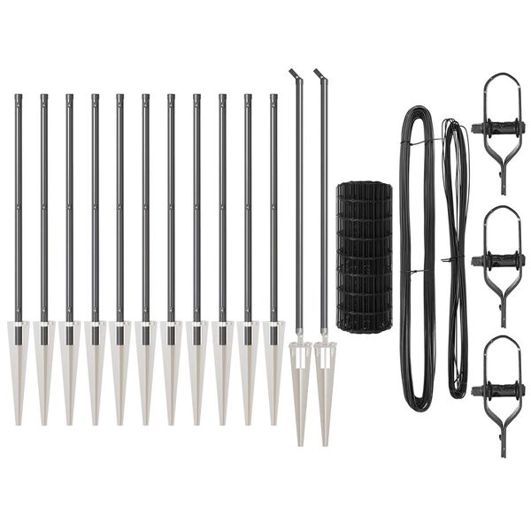 vidaXL Ограда с пост Сив 1 x 25 m Стомана и PVC