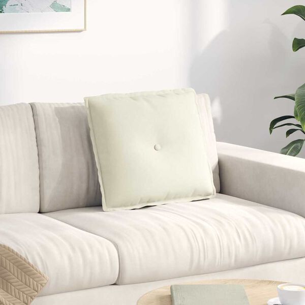 vidaXL Възглавница за гръб Крем 50 x 45 см Кордюрова тъкан