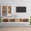 vidaXL ТВ шкафове, 4 бр, бели, бор масив