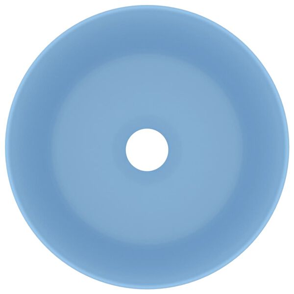 vidaXL Луксозна кръгла мивка, матово светлосиня, 40x15 см, керамика