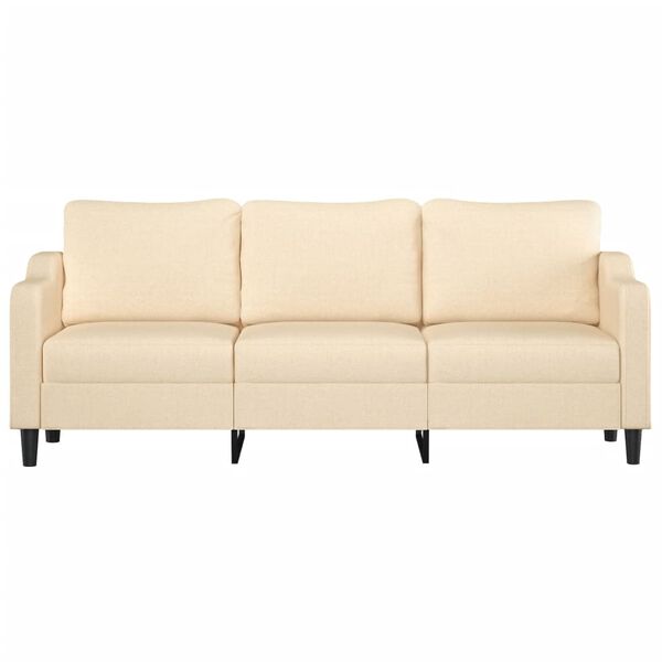 vidaXL 3-местен диван, кремав, 210 см, плат