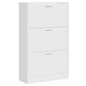 vidaXL Шкаф за обувки, бял гланц, 63x24x103 см, инженерно дърво