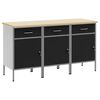 vidaXL Работен кабинет с чекмедже 3 бр. Черен и Сив 150 x 55 x 85 см