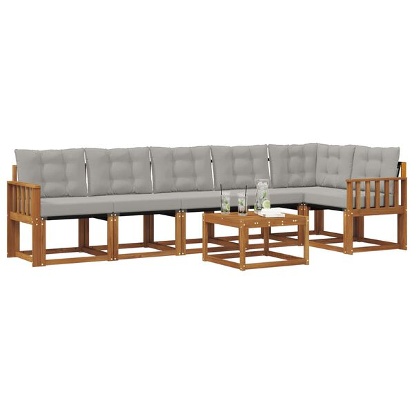 vidaXL Комплект дивани за открито 7 pcs Естествено и светло сиво