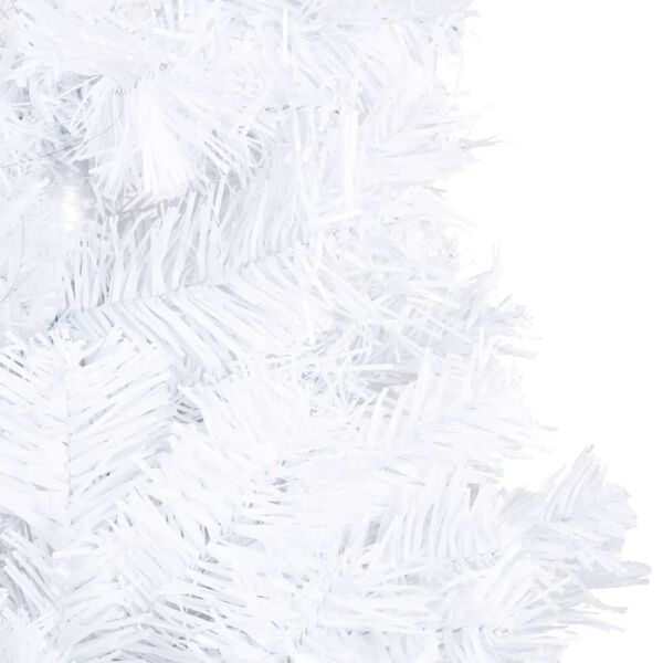 vidaXL Изкуствена осветена коледна елха с топки бяла 240 см