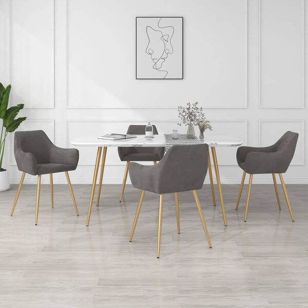 vidaXL Трапезни столове, 4 бр, тъмносиви, кадифе