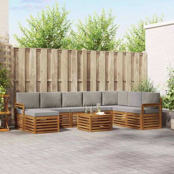 vidaXL Комплект секционен диван 9 pcs Естествено и светло сиво