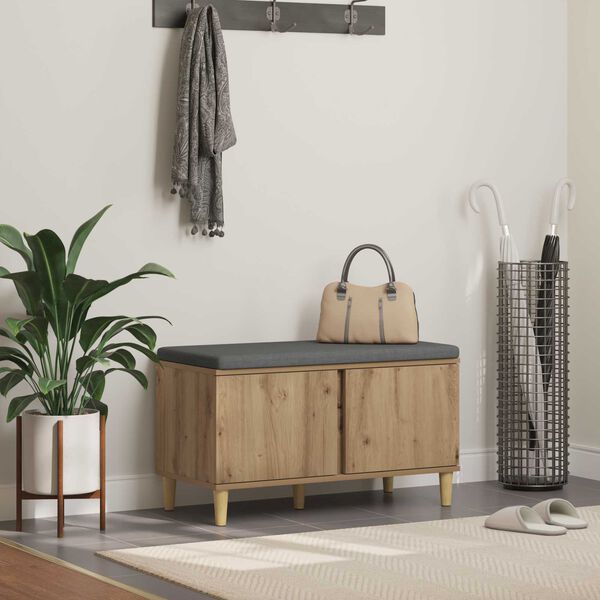 vidaXL Пейка за коридор с възглавница с врата Дъб 80 x 38 x 46 см