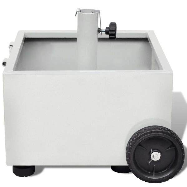 vidaXL Стойка за градински чадър със сандъче за цветя, бяла