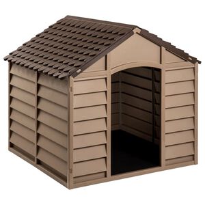 vidaXL Кучешка колиба, кафява, 86x84x82 см, полипропилен