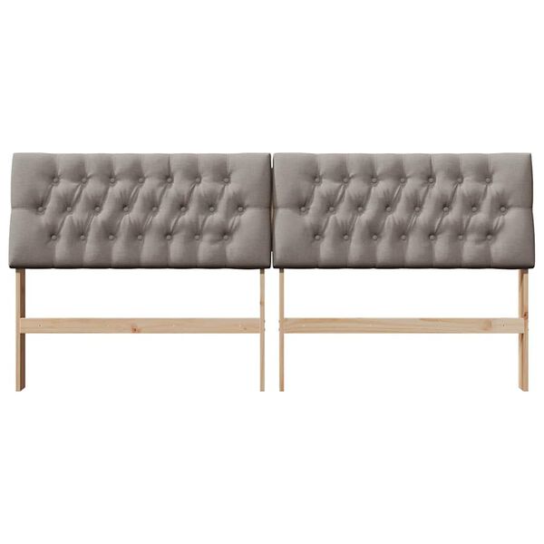 vidaXL Тапицирана табла Таупе 200 cm Солидно борово дърво