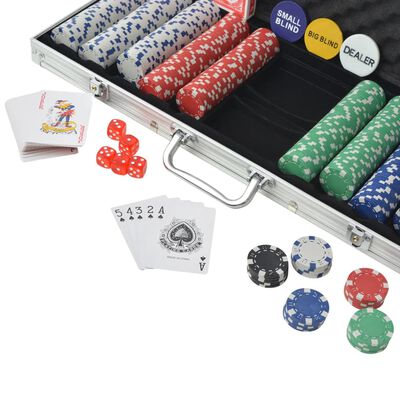vidaXL Покер комплект с 500 чипа, алуминий