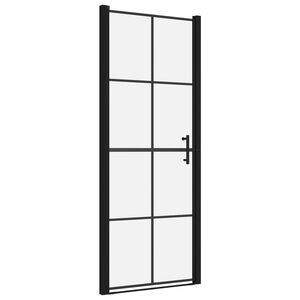 vidaXL Врата за душ, закалено стъкло, 91x195 см, черна
