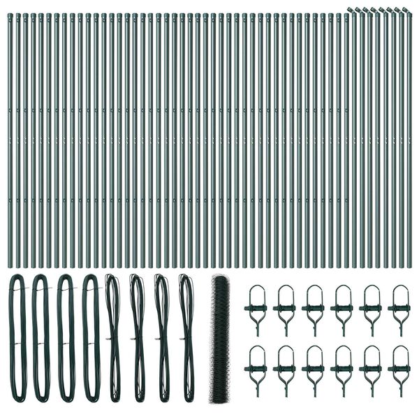 vidaXL Стълб за ограда. Зелен 100 x 1,2 м (36 мм мрежа) Стомана и PVC