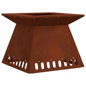 vidaXL Котел за огън Ръждясало 48 x 48 x 40 см Кортенова стомана