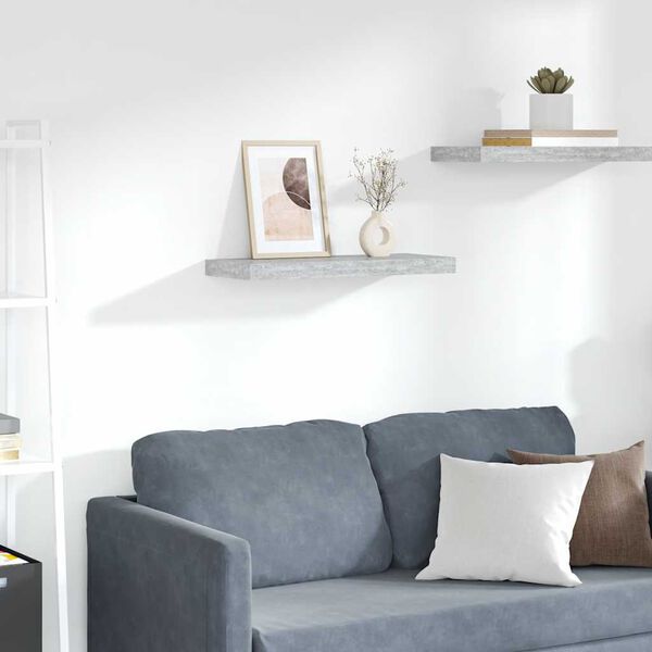 vidaXL Окачен стенен рафт, бетонно сив, 60x23,5x3,8 см, МДФ