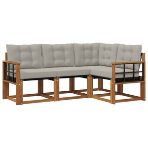 vidaXL Комплект дивани за открито 4 pcs Естествено и светло сиво