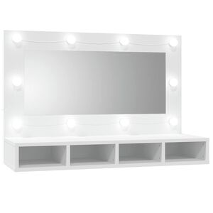 vidaXL Огледален шкаф с LED, бял, 90x31,5x62 см