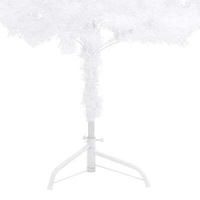 vidaXL Ъглова изкуствена коледна елха, бяла, 210 см, PVC