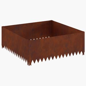 vidaXL Ограда за трева 100 x 100 x 35 cm Стомана Ръждясало