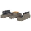 vidaXL Градински Софа Комплект с възглавница 9 pcs Сив Полиратан
