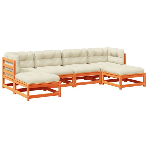 vidaXL Градински комплект с възглавници, 6 части, восъчнокафяв