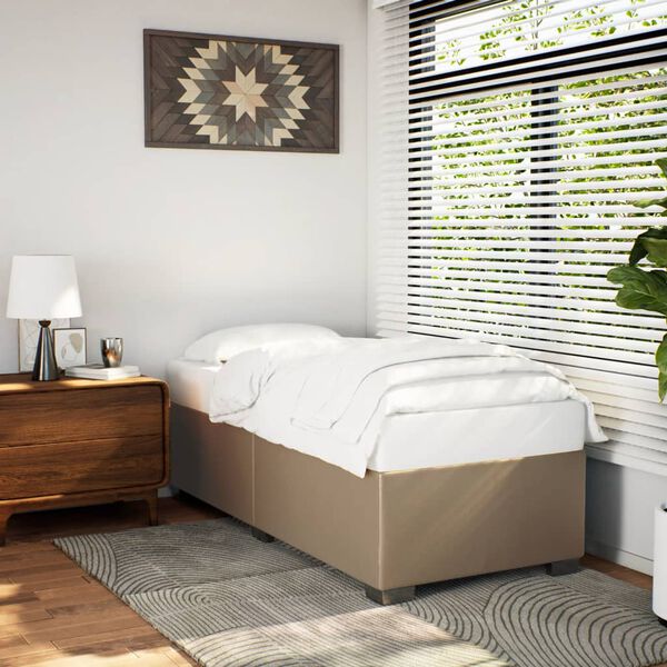 vidaXL Рамка за легло, капучино, 90x200 см, изкуствена кожа