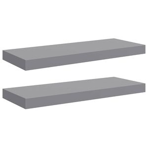 vidaXL Окачени стенни рафтове, 2 бр, сиви, 60x23,5x3,8 см, МДФ